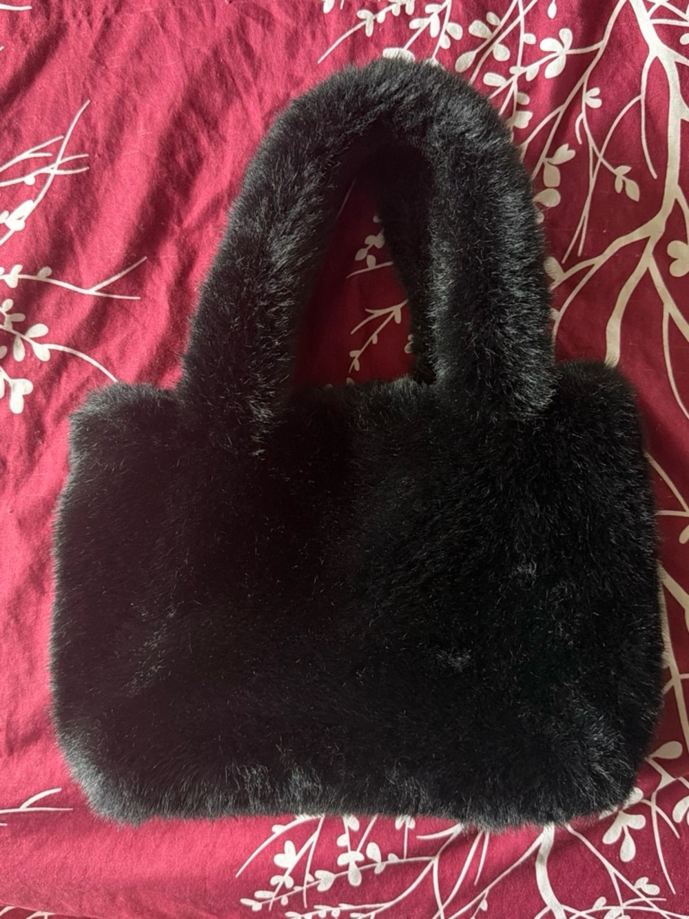SHEIN Black Faux Fur Tote Bag